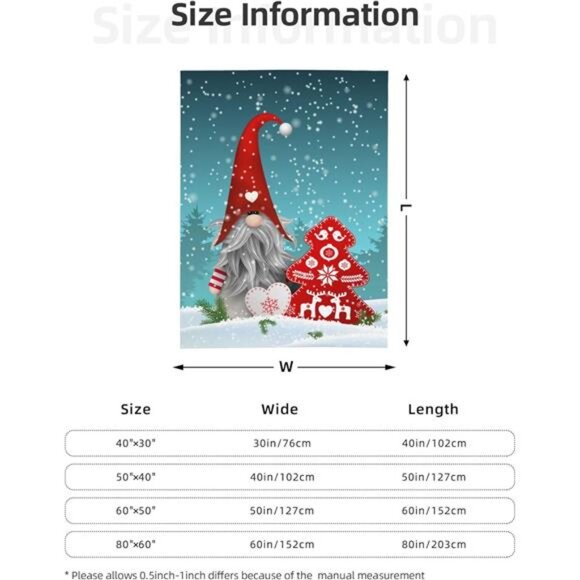 Christmas Gnomes Throw Blanket Soft Flannel Throw Blanket for Couch, Bed 80x60 - Picture 3 of 7